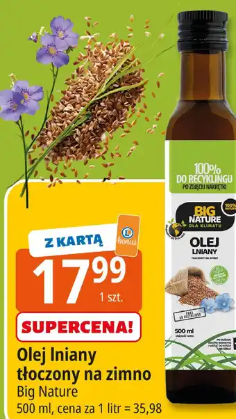 E.Leclerc Olej lniany tłoczony na zimno Big Nature oferta