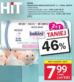 Selgros Chusteczki nawilżane Bobini 60 szt. 2+1 gratis oferta