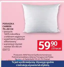 Selgros Poduszka carbon 70 x 80 cm oferta