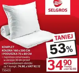 Selgros Komplet kołdra 160x200 cm i poduszka 70x80 cm oferta