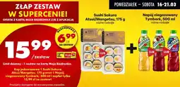 Biedronka Zestaw: Sushi Sakura Atsui/Mangetsu 175g + napój niegazowany Tymbark 500ml oferta