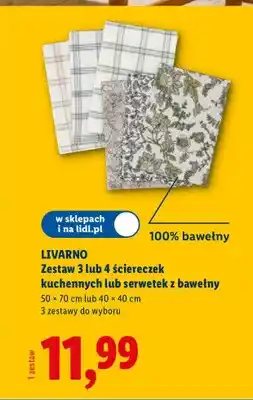 Lidl Zestaw 3 lub 4 ściereczek kuchennych z bawełny oferta