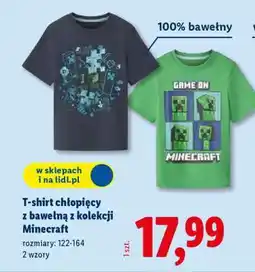 Lidl T-shirt chłopięcy z bawełny z kolekcji Minecraft oferta