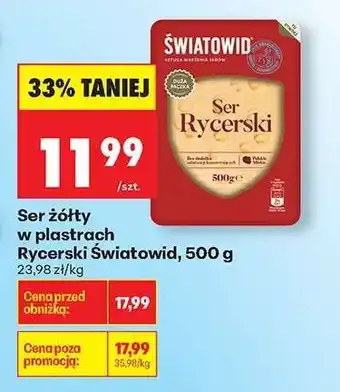 Biedronka Ser żółty w plastrach Rycerski Światowid, 500 g oferta