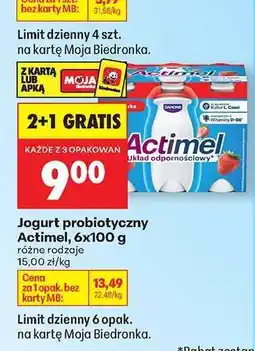 Biedronka Jogurt probiotyczny Actimel, 6x100 g oferta