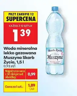 Biedronka Woda mineralna lekko gazowana Muszyna Skarb Życia, 1,5 l oferta