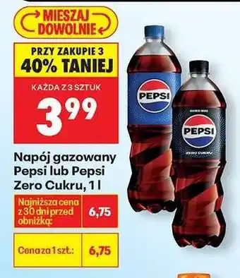 Biedronka Napój gazowany Pepsi lub Pepsi Zero Cukru, 1l oferta