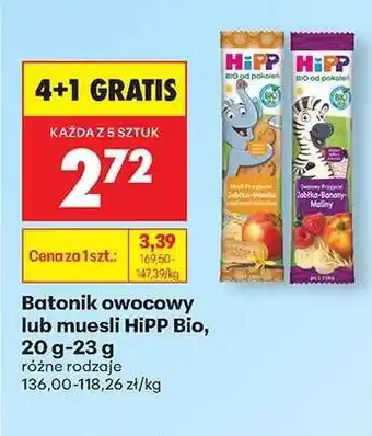 Biedronka Batonik owocowy lub musli HiPP Bio, 20 g-23 g oferta