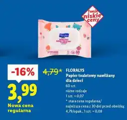 Lidl FLORALYS Papier toaletowy nawilżany dla dzieci oferta