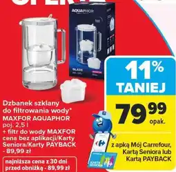 Carrefour Dzbanek szklany do filtrowania wody MAXFOR AQUAPHOR oferta