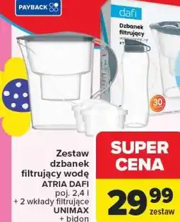 Carrefour Zestaw dzbanek filtrujący wodę ATRIA DAFI oferta