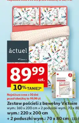 Auchan Komplet pościeli bawełnianej victoire 220 x 200 cm + 2 70 80 Actuel oferta