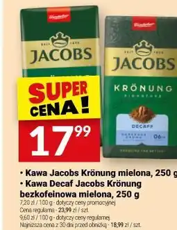 Twój Market Kawa Jacobs Krönung mielona, 250 g / Kawa Decaf Jacobs Krönung bezkofeinowa mielona oferta