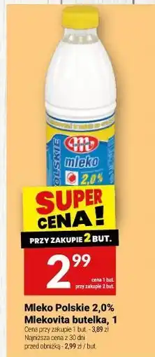 Twój Market Mleko Polskie 2,0% Mlekovita butelka oferta