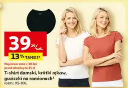 Auchan T-shirt damski krótki rękaw guziczki na ramionach oferta