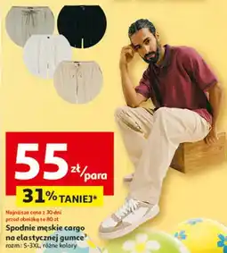 Auchan Spodnie męskie cargo na elastyczną gumę oferta