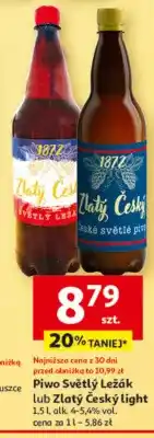 Auchan Piwo Světlý Ležák lub Zlatý Český light oferta