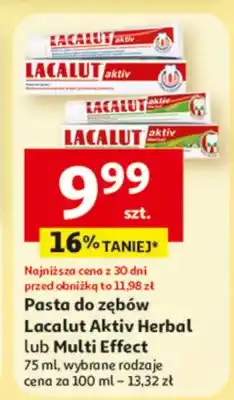 Auchan Pasta do zębów Lacalut Aktiv Herbal lub Multi Effect oferta