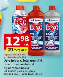 Auchan Udrażniacz w żelu, granulki do udrażniania lub żel do udrażniania rur Kret oferta