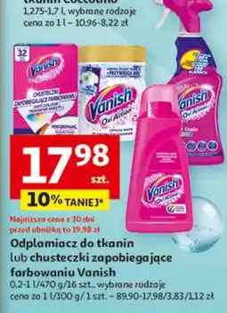 Auchan Odplamiacze do tkanin lub chusteczki zapobiegające farbowaniu Vanish oferta