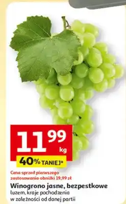 Auchan Winogrono jasne, bezpestkowe luzem, kraj pochodzenia w zależności od danej partii oferta