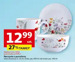 Auchan Naczynia z porcelany talerz deserowy, miska, kubek oferta