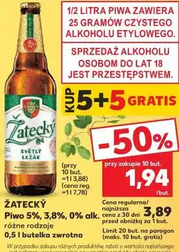 Kaufland ŹATECKÝ Piwo 5%, 3,8%, 0% alk oferta