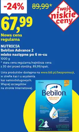 Lidl NUTRICIA Bebilon Advance 2 mleko następne po 6 m-cu oferta
