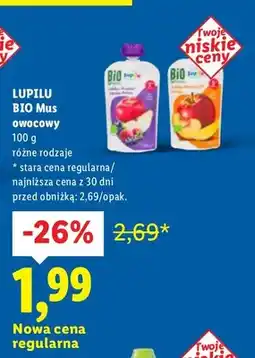 Lidl Mus owocowy BIO Lupilu, różne rodzaje oferta