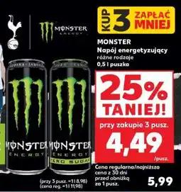 Kaufland MONSTER Napój energetyzujący różne rodzaje 0,5 l puszka oferta