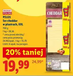 Lidl Ser cheddar w plastrach, XXL oferta