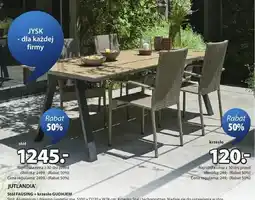 JYSK Jutlandia stół Fausing + krzesło Gudhjem stół: aluminium i drewno syntetyczne oferta