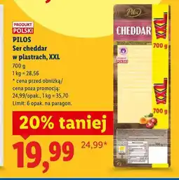 Lidl Pilos Ser cheddar w plastrach, XXL oferta