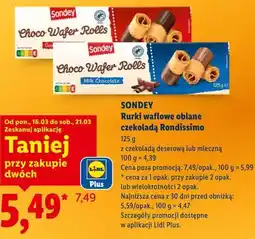 Lidl SONDEY Rurki waflowe oblane czekoladą Rondissimo oferta