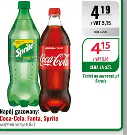 Eurocash Napój gazowany Coca-Cola, Fanta, Sprite oferta