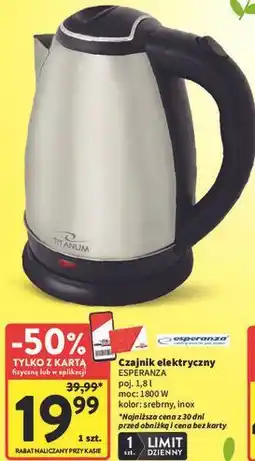 Intermarche Czajnik elektryczny Esperanza oferta
