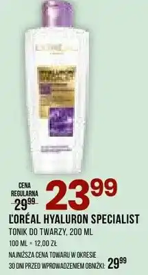 Drogerie Natura Tonik L'Oreal Hyaluron Specialist zabieg nawilżający na dzień oferta