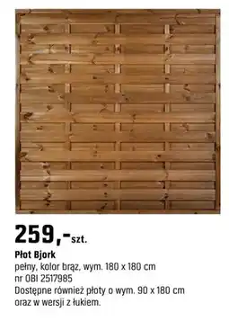 OBI Płot Bjork pełny, kolor brąz 180 x 180 cm oferta