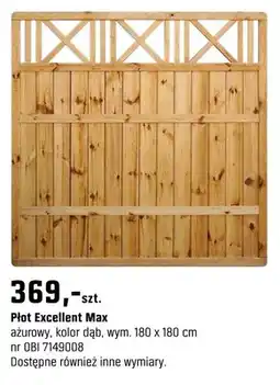 OBI Płot Excellent Max ażurowy, kolor dąb 180 x 180 cm oferta