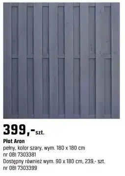 OBI Płot Aron pełny, kolor szary 180 x 180 cm oferta