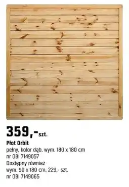 OBI Płot Orbit pełny, kolor dąb 180 x 180 cm oferta