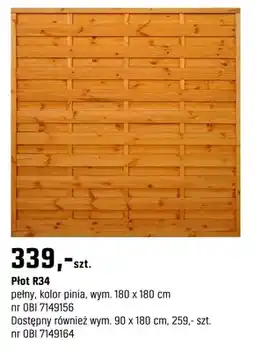 OBI Płot R34 pełny, kolor pinia 180 x 180 cm oferta