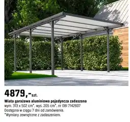 OBI Wiata garażowa aluminiowa pojedyncza zadaszona oferta