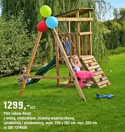 OBI Plac zabaw Aksel z wieżą, siedziskiem, ścianką wspinaczkową, zjeżdżalnią i piaskownicą oferta