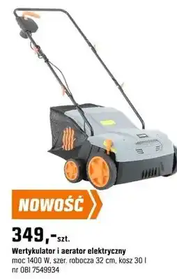OBI Wertykulator i aerator elektryczny moc 1400 W, szer. robocza 32 cm, kosz oferta