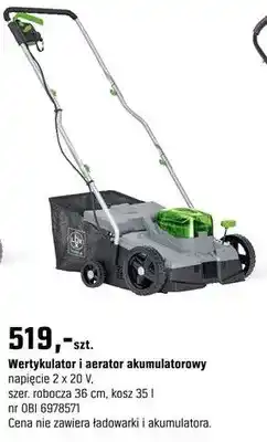 OBI Wertykulator i aerator akumulatorowy napięcie 2 x 20 V, szer. robocza 36 cm, kosz oferta