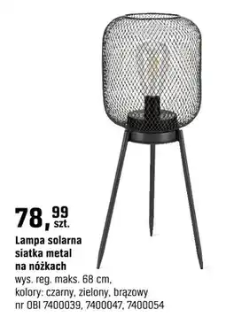 OBI Lampa solarna siatka metal na nóżkach oferta