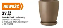 OBI Doniczka Klasik z podstawką ceramiczna ze strukturą, Ø 20 cm, wys. 22 cm, kolor brązowy oferta