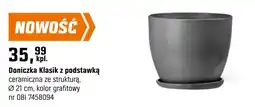 OBI Doniczka Klasik z podstawką ceramiczna ze strukturą, Ø 21 cm, kolor grafitowy oferta