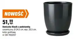 OBI Doniczka Klasik z podstawką ceramiczna, Ø 24,5 cm, wys. 26,5 cm, kolor grafitowy oferta